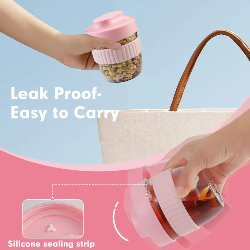 Boite Alimentaire Muesli 500ml (Rose) Bento Lovers