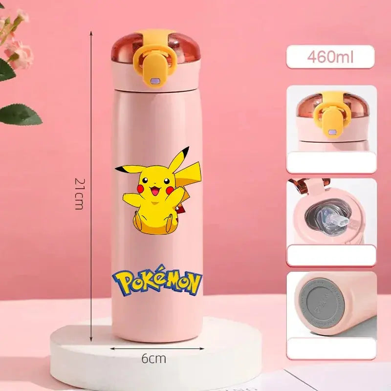 Gourde Pokémon isotherme Rose, Gourde Pokémon fille Rose, Gourde Pokémon avec paille Rose - Hydrations Ludique pour enfant avec Pokémon