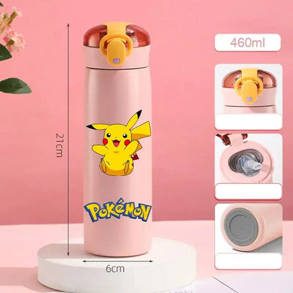 Gourde Pokémon isotherme Rose, Gourde Pokémon fille Rose, Gourde Pokémon avec paille Rose - Hydrations Ludique pour enfant avec Pokémon