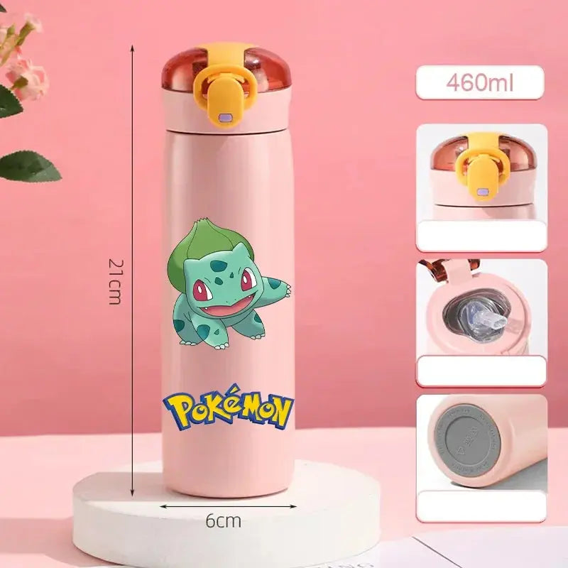 Gourde Pokémon isotherme Rose, Gourde Pokémon fille Rose, Gourde Pokémon avec paille Rose - Hydrations Ludique pour enfant avec Pokémon