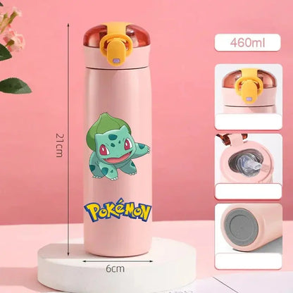Gourde Pokémon isotherme Rose, Gourde Pokémon fille Rose, Gourde Pokémon avec paille Rose - Hydrations Ludique pour enfant avec Pokémon