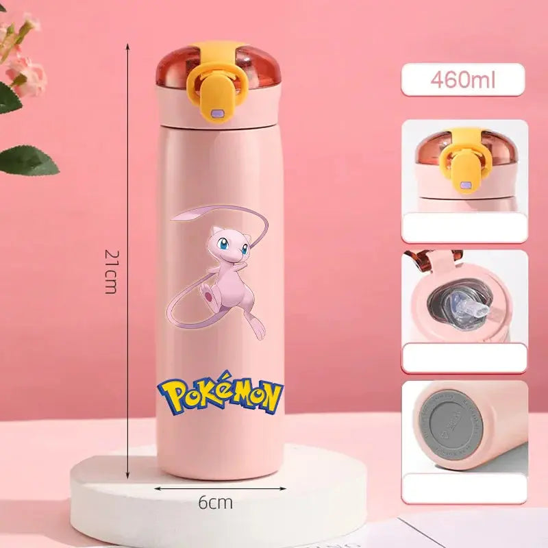 Gourde Pokémon isotherme Rose, Gourde Pokémon fille Rose, Gourde Pokémon avec paille Rose - Hydrations Ludique pour enfant avec Pokémon