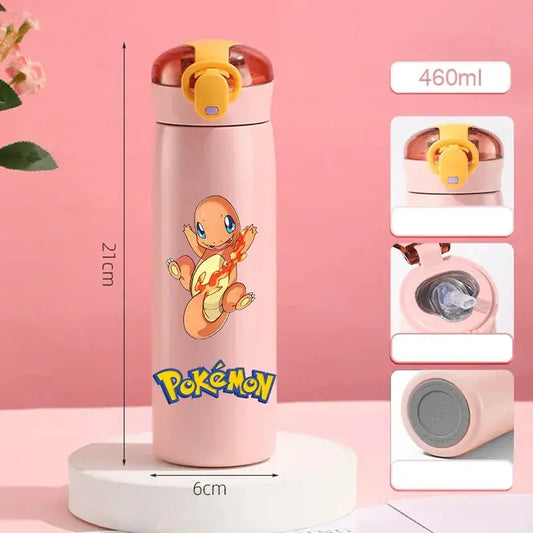 Gourde Pokémon isotherme Rose, Gourde Pokémon fille Rose, Gourde Pokémon avec paille Rose - Hydrations Ludique pour enfant avec Pokémon