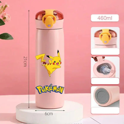 Gourde Pokémon isotherme Rose, Gourde Pokémon fille Rose, Gourde Pokémon avec paille Rose - Hydrations Ludique pour enfant avec Pokémon