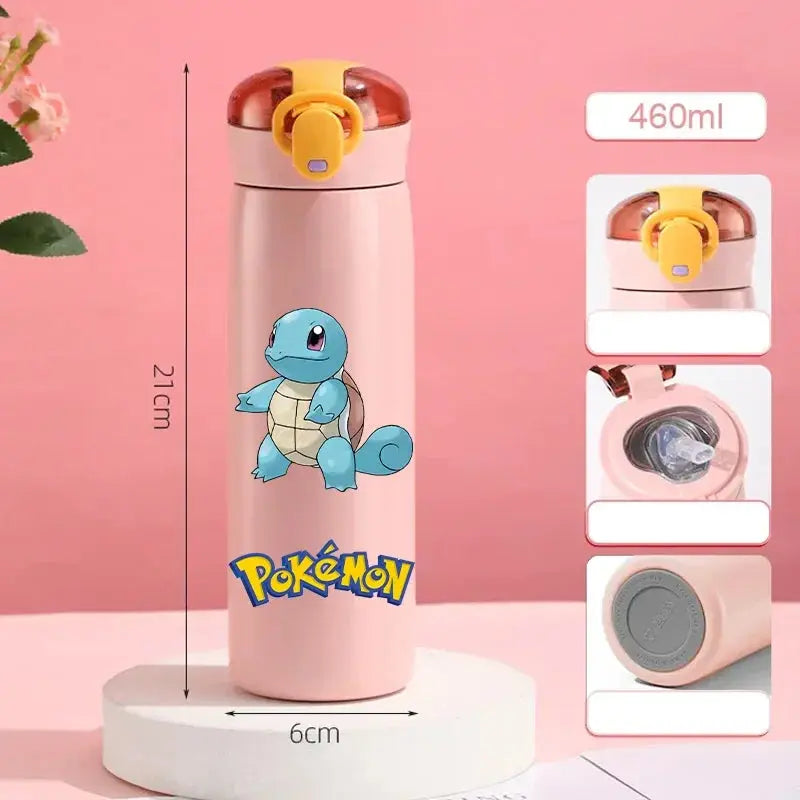 Gourde Pokémon isotherme Rose, Gourde Pokémon fille Rose, Gourde Pokémon avec paille Rose - Hydrations Ludique pour enfant avec Pokémon