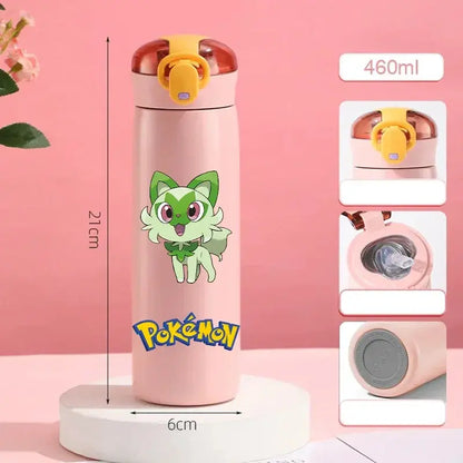 Gourde Pokémon isotherme Rose, Gourde Pokémon fille Rose, Gourde Pokémon avec paille Rose - Hydrations Ludique pour enfant avec Pokémon