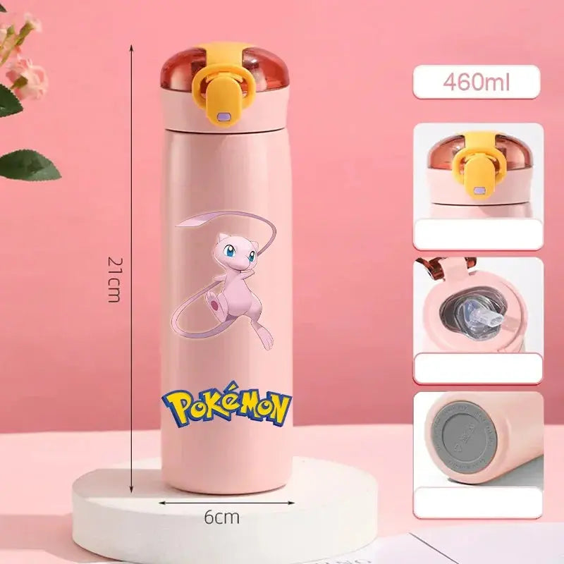 Gourde Pokémon isotherme Rose, Gourde Pokémon fille Rose, Gourde Pokémon avec paille Rose - Hydrations Ludique pour enfant avec Pokémon