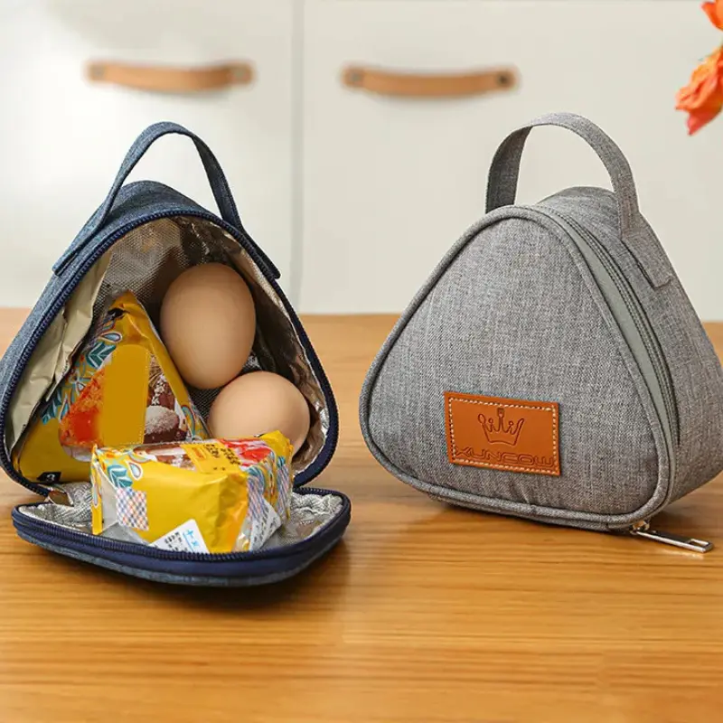 Petit Sac Isotherme Triangulaires Gris - Bento Lovers