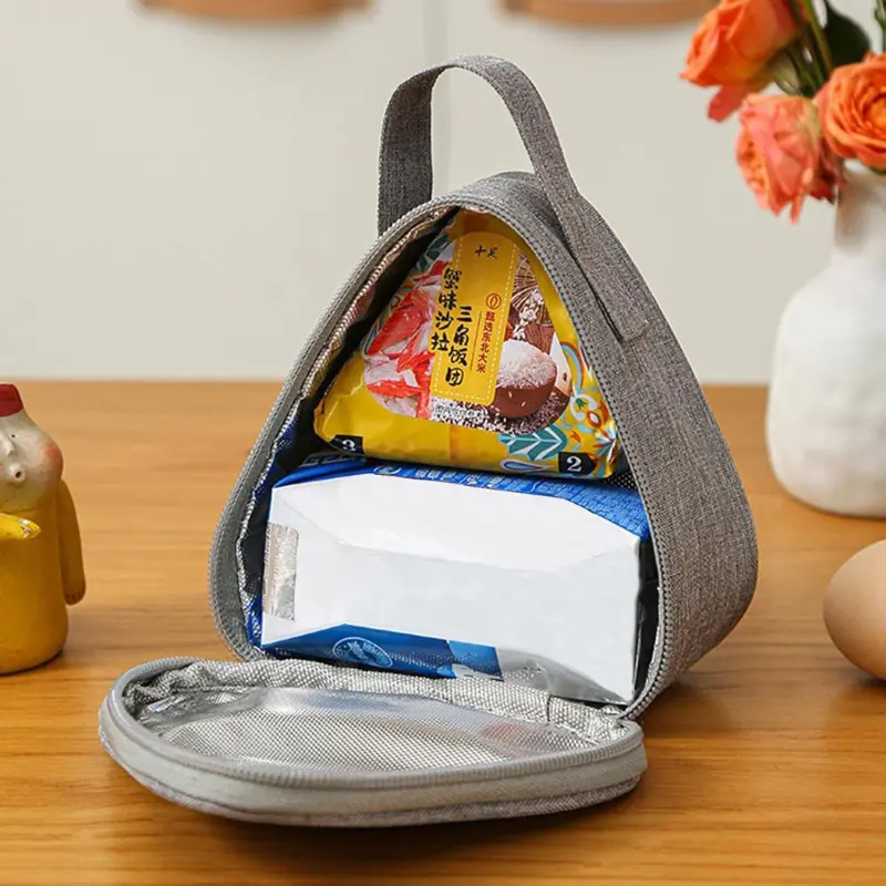 Petit Sac Isotherme Triangulaires Gris - Bento Lovers