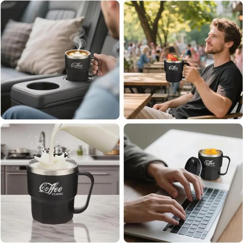 Mug Isotherme Avec Anse Noir 400ML Bento Lovers