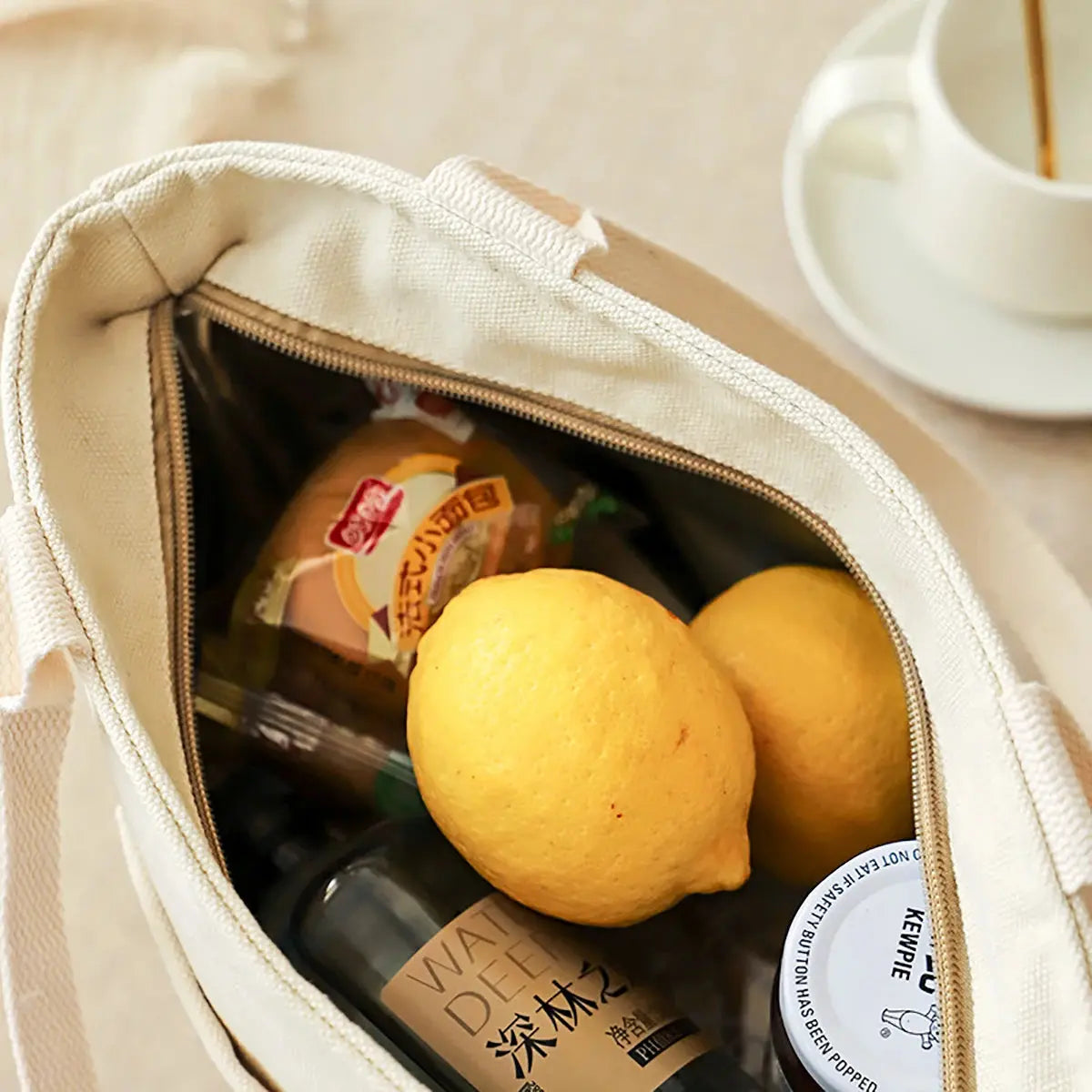 Sac Repas Isotherme 100% en Coton Bio (Beige)