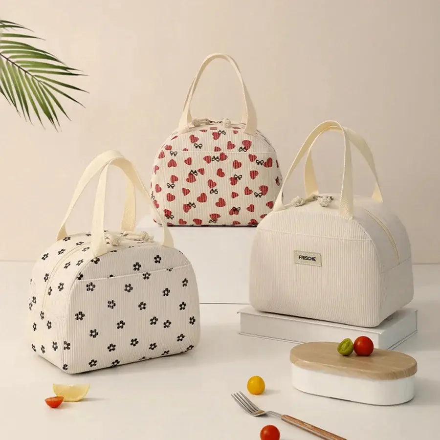 Sac à Repas Isotherme Velours Côtelé Trèfle - Bento Lovers