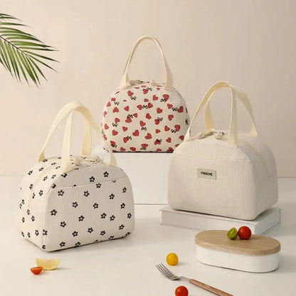 Sac à Repas Isotherme Velours Côtelé Trèfle - Bento Lovers