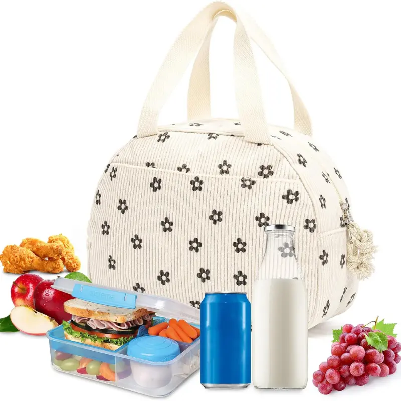 Sac à Repas Isotherme Velours Côtelé Trèfle