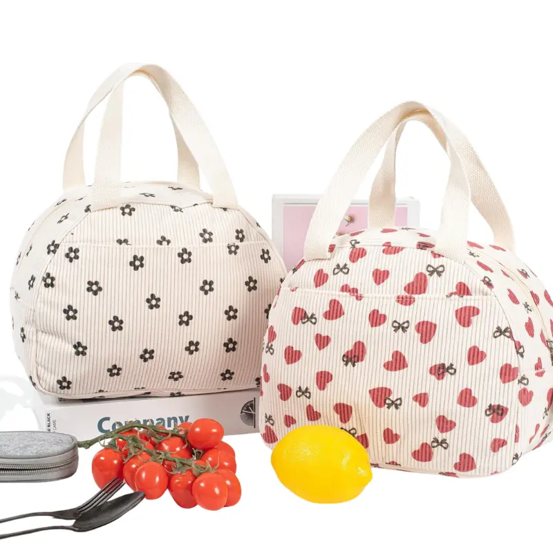 Sac à Repas Isotherme Velours Côtelé Trèfle