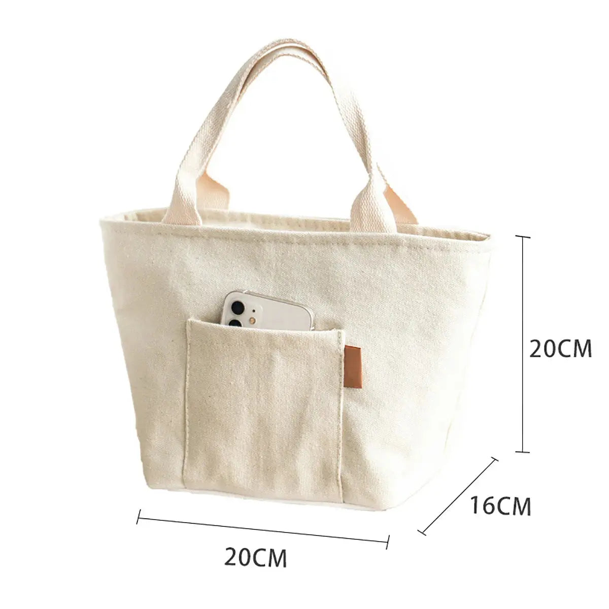 Sac Repas Isotherme 100% en Coton Bio (Beige) - Grande Capacité