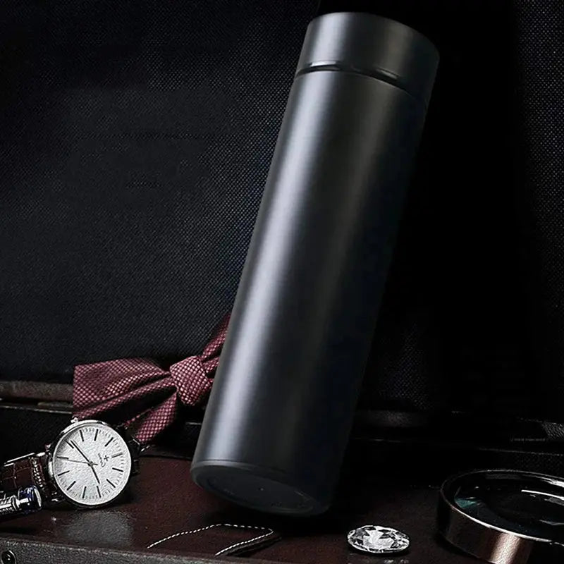 Thermos Connecté Noire, Thermos café, Thermos avec affichage température, La Meilleure Gourde Connectée pour Garder Vos Boissons Chaudes ou Froides en Déplacement - Bento Lovers